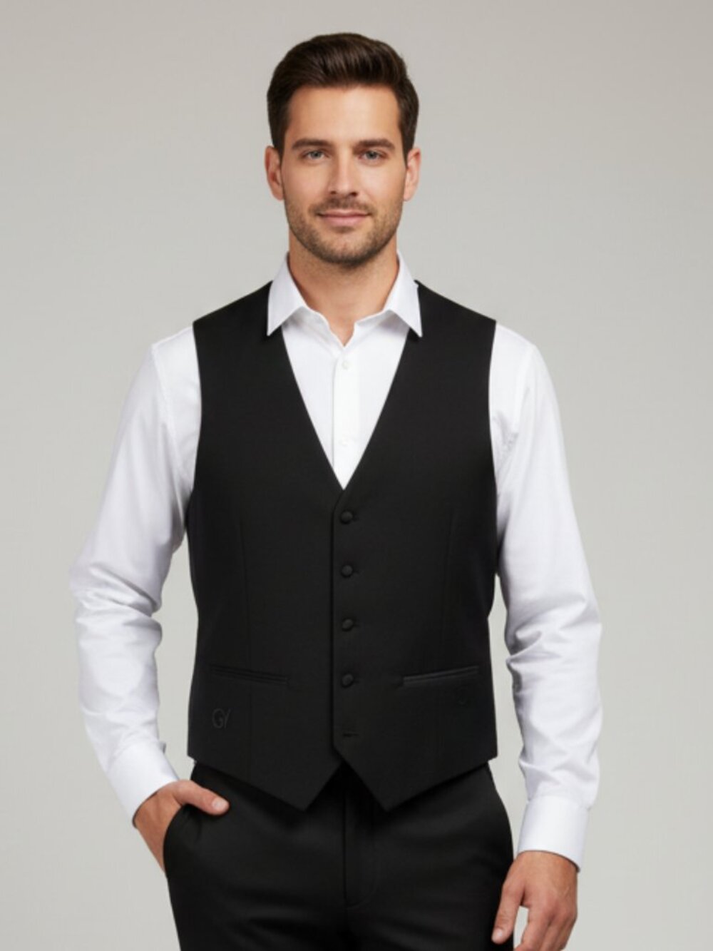 Gino Vitale Mens Suit Vest NWOT Black 44R Wedding Prom Formal Waistcoat